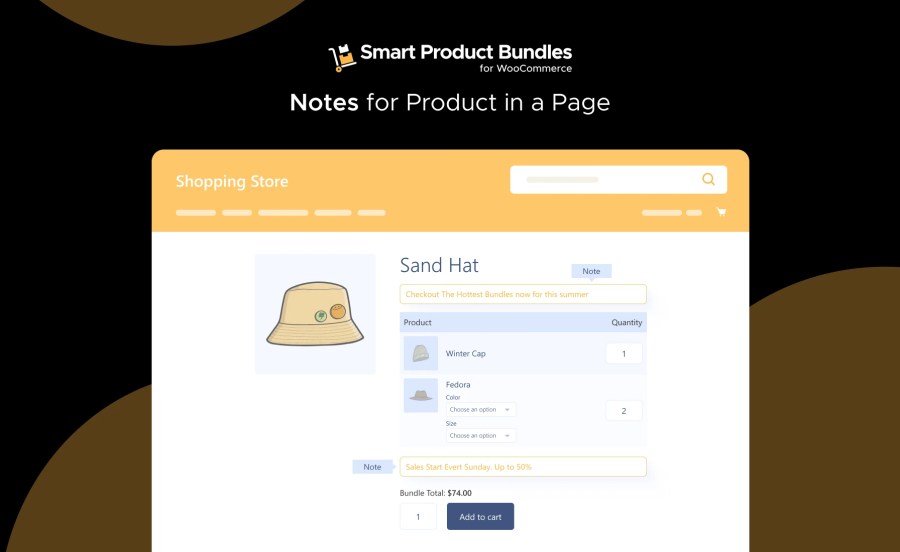 Notes for Product in a Page Feature