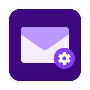 An envelope icon with a gear