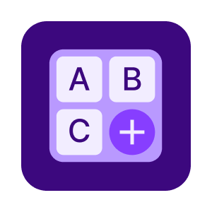 Icons for A, B, and C with a plus sign