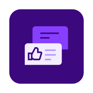 A dialog bubble icon with a Facebook thumbs-up