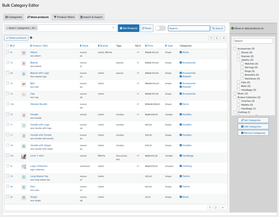 Bulk Category Editor - move products