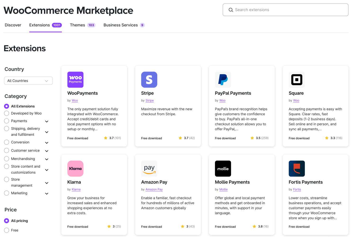 WooCommerce marketplace extensions
